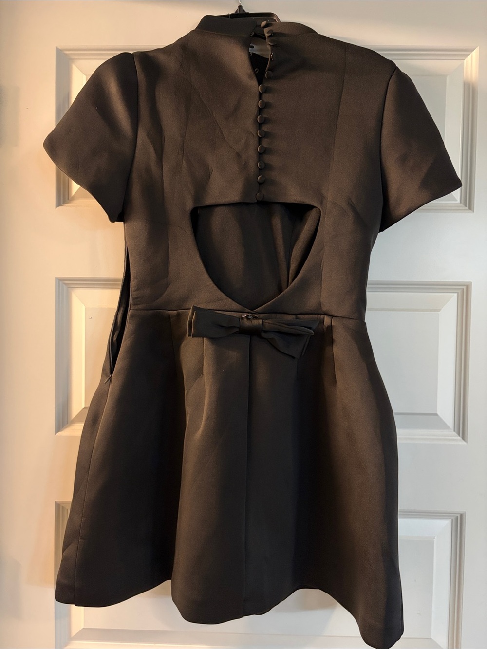 Fashion Nova Black Short Sleeve Backless Bow Dress